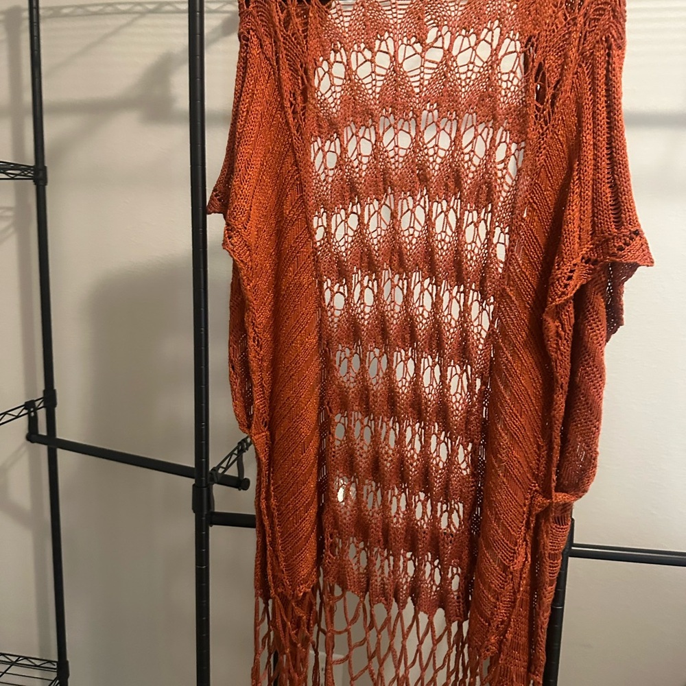 Kori Rust Knit Open-Front Cardigan
